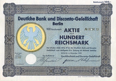 Share_ Deutsche Bank Aktie 1929